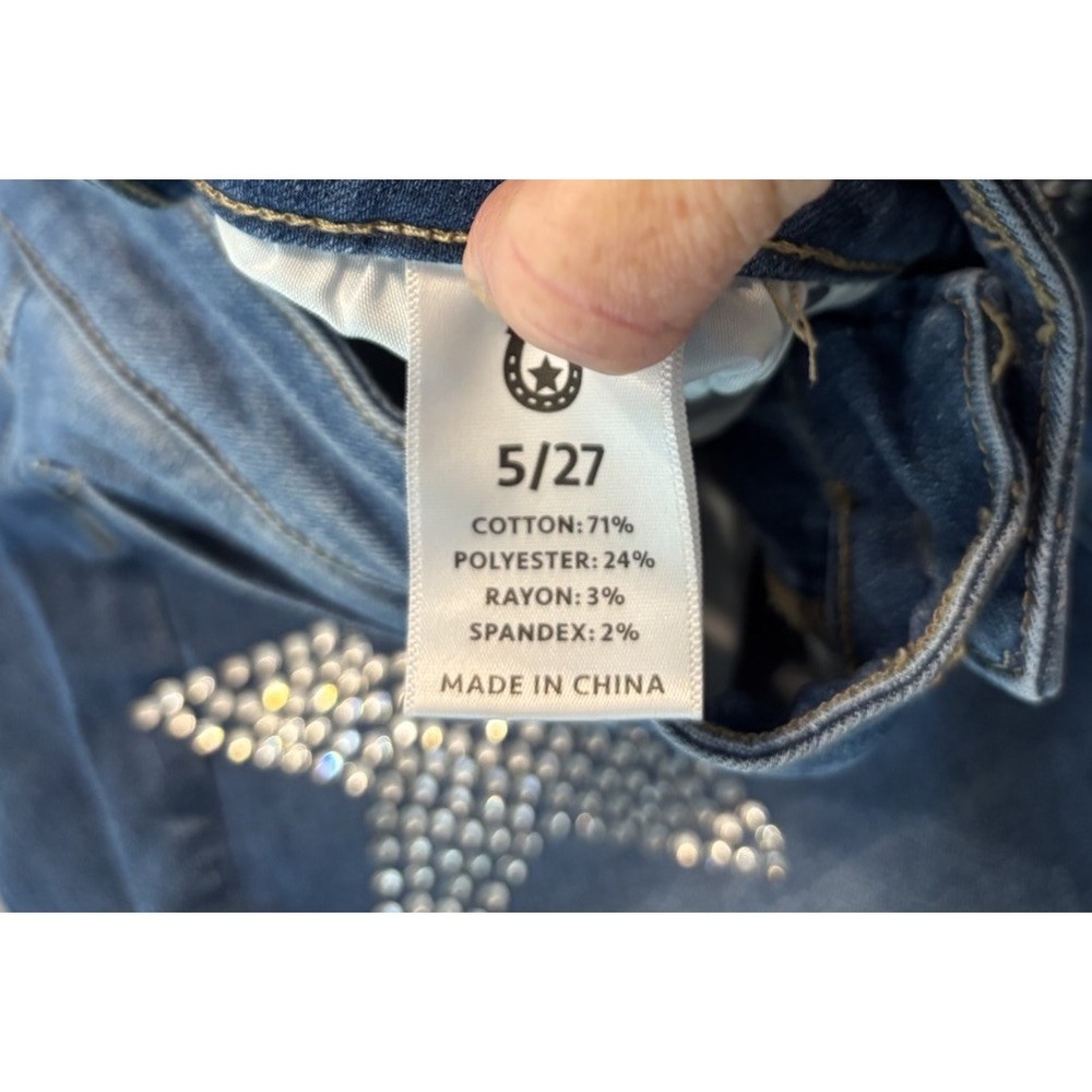 Austin Landing Rhinestone Western Star Flare Mid Rise Jeans Women's Sz 5 Stretch - Picture 4 of 9